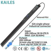 KAILES K33 Série Comptée, Bloc d'alimentation universel (PDU) monophasé 32A pour centre de données, avec prises universelles C13/C19, 18 prises, 200-240VAC, personnalisable