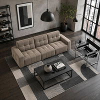 Canapé d'angle carré moderne de luxe avec revêtement en tissu pour salon, appartement, villa ou hôtel, design modulaire élégant
