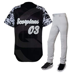 Livraison rapide Impression personnalisée Tenue de maillot de baseball pour hommes Prix bon marché Vêtements de sport bleus avec sublimation Chemises unies pour hommes - Product Image 1