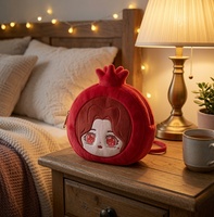 Porte-monnaie en peluche Kawaii Fille Grenade, mignon, en forme de fruit rouge, visage Chibi, doux et moelleux, pochette zippée avec dragonne, mini sac personnalisé