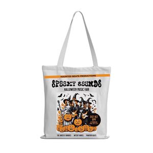 DLBZ Custom Fashionable Eco Friendly Durable <b>White</b> Canvas Cotton Halloween Tote <b>Bag</b> with Rope Handle for Daily Use - Product Image 1