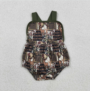 Rompers de camuflaje sureño con tirantes para bebés varones hermanos - Product Image 6