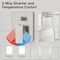 Ensemble de robinetterie de douche murale en laiton nickel brossé, pommeau de douche pluie haute pression, douchette 3 modes, kit vanne 2 voies