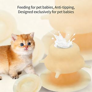 Bol d'alimentation pratique en silicone de qualité alimentaire avec ventouse, multi-tétines, antidérapant, étanche, à motif uni, pour chat, chien, bébé, animal de compagnie - Product Image 4