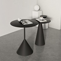 Meubles de salon Table d'appoint basse ronde Tables d'appoint noires Petite table basse Lot de 2