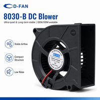 Fournisseur de ventilateurs de refroidissement DC personnalisés D-FAN, ventilateurs à faible consommation d'énergie, haut débit d'air, 80 mm, 12 V, 24 V, souffleur d'air DC