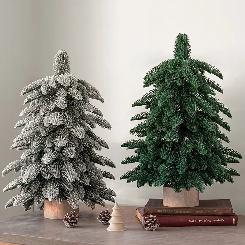 Decorazioni natalizie albero di natale in PE artificiale verde e bianco di lusso con ornamenti e luce