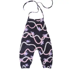 Stok bebek yaz hawaiian çiçek baskılı halat kabarcık saf pamuk Leo bebek ayarlanabilir askıları pantolon romper