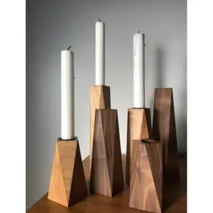 Wood Candle Stand for Home Decor Handmade Candelabra Antique Wedding Centerpieces Pillar Holder Decorative Candle Holder