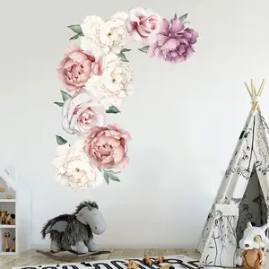 PVC duvar dekor oturma odası büyük 3D pembe şakayık gül çiçek duvar çıkartmaları çiçekler duvar kağıdı kız yatak odası kreş dekor