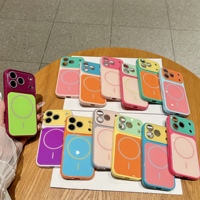 Coque de téléphone magnétique à blocs de couleur contrastés pour iPhone 18 17 16 15 14 13 Pro Max avec film de protection d'objectif scintillant et pare-chocs antichoc