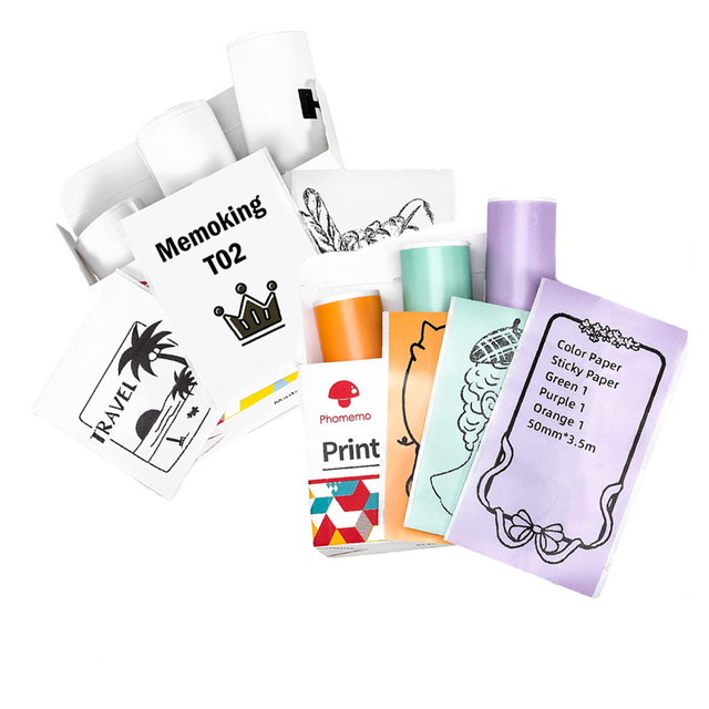 Phomemo T02 53mm Thermal Sticker Label Paper Rolls Self-Adhesive Sticky Paper Refill for M02/M02S/M02Pro/T02 Mini Printers