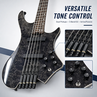 Basse électrique sans tête à surface polie à la main, micros haute performance, structure légère, idéale pour la création musicale en studio