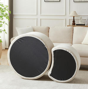 Nesting Coffee Table <b>Set</b> 2 Upholstered Wood Top Modern Coffee Tables Living Room Side Table End Table Ottoman MDF Eco-Friendly - Product Image 4