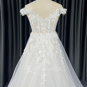Jancember HX106 <b>Illusion</b> Lace Pattern 3d Flower <b>Wedding</b> A-<b>line</b> Bridal Gowns <b>Dresses</b> - Product Image 6