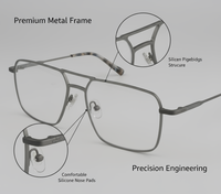 Lunettes de Lecture à Double Pont Noir Gris à Motif Carré Unisexe Durables et Confortables pour Affaires Décontractées, avec Étui en Métal
