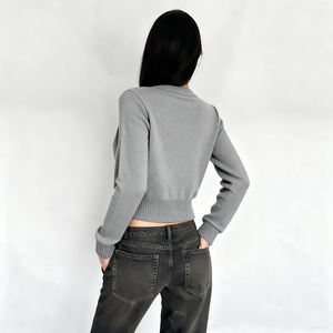 Cárdigan de Punto con Bloques de Color Estilo Preppy para Mujer, Cuello en V, Botones en la Parte Delantera, Ajuste Entallado, Manga Larga - Product Image 6