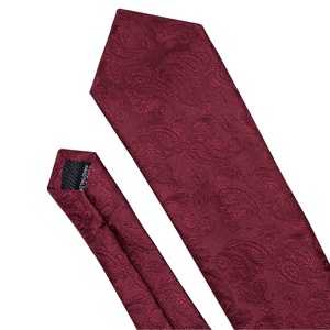 <span class=keywords><strong>Cravate</strong></span> pour hommes, livraison gratuite, Logo personnalisé, motif Floral, rayures Paisley, en soie, rouge, vente en gros, - Product Image 5