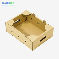 Plateau en carton ondulé personnalisé CBP, empilable, à ouverture supérieure, pour fruits et légumes, avec trous de transport, emballage alimentaire frais, OEM ODM