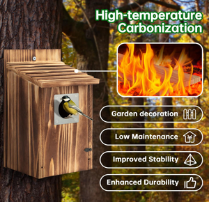 Yeni Tasarım Ahşap Kuş Yuvaları, Mavi Kuş, Şakrak Kuşu, Kırlangıç, İspinoz için Metal Yırtıcı Hayvan Korumalı, Dış Mekan İçin, Kolay Temizlenir - Product Image 3