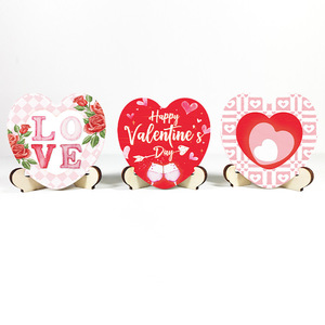 Banderas de madera en forma de corazón para el Día de San Valentín, decoraciones para mesas de boda y artesanías de madera, disponibles en stock. - Product Image 4