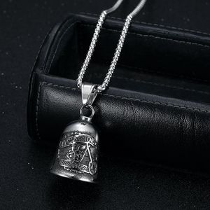 Motorcycle Style <b>Titanium</b> Steel Bell Pendant Vintage Punk Skull Design Necklace Gift For Men Women - Product Image 2