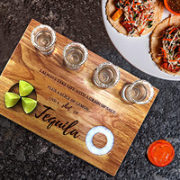 Plateau de service rectangulaire en bois de luxe personnalisable et écologique pour vin, gravé, idéal pour les fêtes - Vente en gros