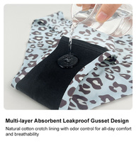 Culotte menstruelle sans couture personnalisée, 4 couches, anti-fuite, grande taille, taille basse, imprimé léopard, pour femmes