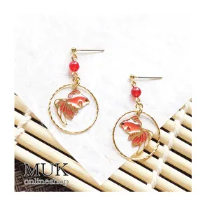 Japanese fashion fan colorful earrings cute jewelry for women