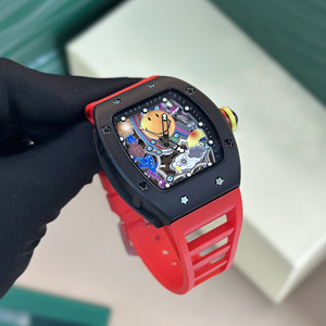 Reloj de Lujo de Diseño Esqueletizado con Esfera Sonriente, Reloj Mecánico Automático Estilo Fibra de Carbono, Reloj de Pulsera Deportivo de Carreras RM88 - Product Image 4