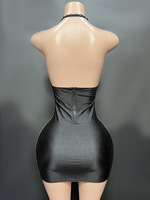 Robe de soirée Novance Y2699-C, robe noire sans manches avec maille et strass, robe de fête de mariage de luxe pour femmes