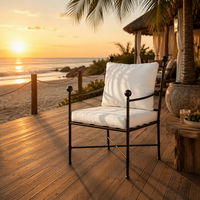 Coussin de chaise de patio anti-UV, résistant à l'eau, séchage rapide, respirant, en mousse, avec housse zippée à nouer, couleur crème, lot de 2 pour l'extérieur