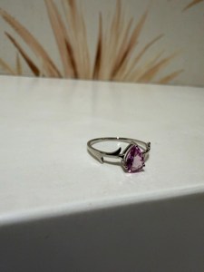 10K Ethical <b>Silver</b> Yellow Gold Natural Pink Sapphire Pear Cut Setting <b>Dainty</b> Sparkling Traditional Women's Everyday Wear <b>Ring</b> - Product Image 4