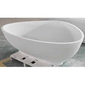 Triangular Bathtub Matte White Three-sided Bath Tubs Resin Stone Freestanding Bathtubs Solid Surface Bathtub Factory Directly