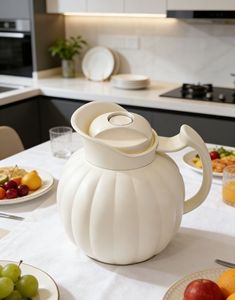 <strong>Pumpkin</strong> Shaped Thermal Coffee Carafe <strong>Large</strong> Capacity Insulated Pitcher With Curved Handle Perfect for Tea Coffee and Daily Use - Product Image 3