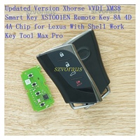 SZVORAUS Version mise à jour Xhorse VVDI XM38 Clé intelligente XSTO01EN Télécommande 8A 4D 4A avec puce pour Lexus avec coque compatible avec l'outil Work Key Tool Max Pro
