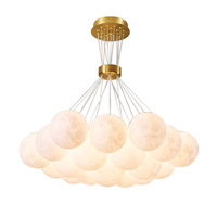 Lustre Boule Bulle Planète Lune LED pour Salon et Chambre, Lumière Plein Spectre Tricolore, Hauteur Réglable, Suspension