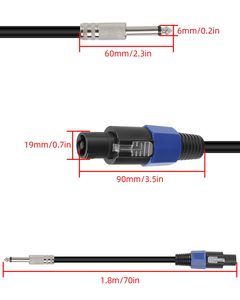 Speakon Để 1/4 "Mono Loa Cáp 6.35Mm TS Cắm Để Speakon Nam Dây Loa Âm Thanh Khuếch Đại Kết Nối Dây Cho DJ/PA Dây - Product Image 2