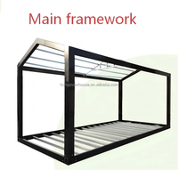 Casa Contenedor Prefabricada MHY de 20 pies/40 pies con Acabado Vertical de Madera, Porche Frontal y Techo a Dos Aguas, Cabaña Modular para Granja o Casa de Campo