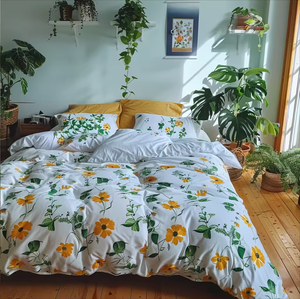 Selimut Mewah 100% Katun Set Sprei Kasur Set Selimut Cetak Digital Ukuran Queen Double Sprei Datar untuk Penggunaan di Rumah - Product Image 3