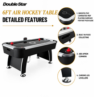 Table de hockey sur air Double Star 6FT (72 pouces) motorisée avec plateau à pucks et marqueur électronique pour salle de jeux ou man cave