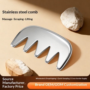 Peigne de massage à cinq dents en acier inoxydable 304 avec logo personnalisable pour la relaxation du cuir chevelu, la physiothérapie et le massage des méridiens - Product Image 2
