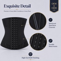 Ceinture de maintien de la taille renforcée avec 15 baleines en acier, 3 crochets et fermeture éclair pour femme, logo personnalisé, haute compression