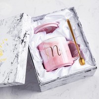 Haute qualité moderne luxe or marbre lait tasse pas cher verres en céramique porcelaine tasse à café pour cadeau