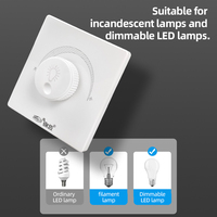 Gradateur de lumière haute performance à bouton unique de luxe 1000W Régulateur de bouton rotatif réglable pour PC Prise de commutateur de gradation de lumière