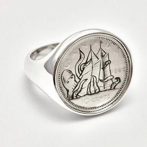Sailboat <b>Ring</b> Men's Alloy Electroplated Silver Tone Coin Style Jewelry Gift Fashion <b>Rings</b> - Product Image 2