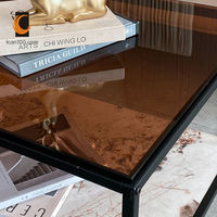 Table basse, meuble de salon, canapé, Table à thé moderne en verre trempé, meuble TV avec Table centrale