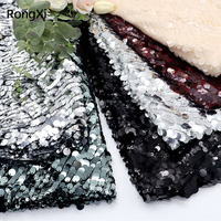 Tissu en maille gaufré écologique pour femmes, à sequins incurvés en S, pour soirée, broderie superposée 9 mm-12 mm, tricoté pour spectacle