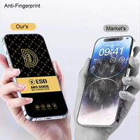 Protection d'écran en verre trempé 9H antistatique ESD 0,4 mm pleine couverture Golden Diamond pour iPhone 13 14 16 15 Pro 17 Pro Max 15 Plus