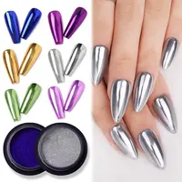 Holographic Mirror Nail Powders Chrome Gold Effect Pure Metallic Dust  Sequins UV Gel Nail Chrome Pigment for Nail Art Decoration Gold color